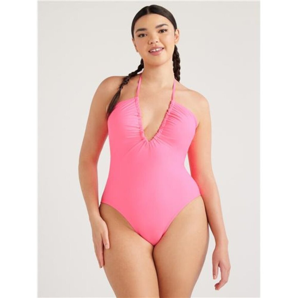 Ruched V-Neck One-Piece Swimsuit - Picture 4 of 8